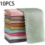 Kitchen Towels, Special Fish Scale Cloth for Glass Cleaning, 10 Pieces 30 * 40 cm